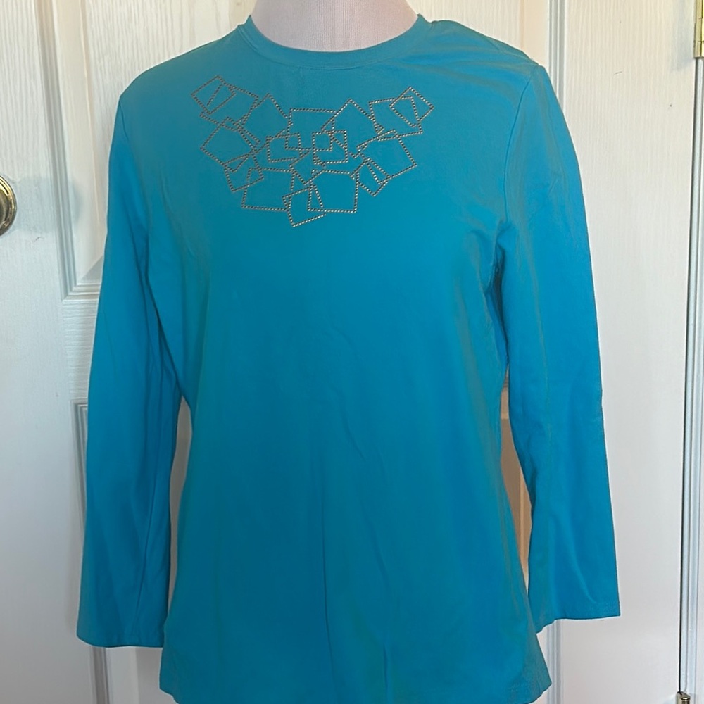 Peck & Peck Blue T-shirt Long Sleeve Top